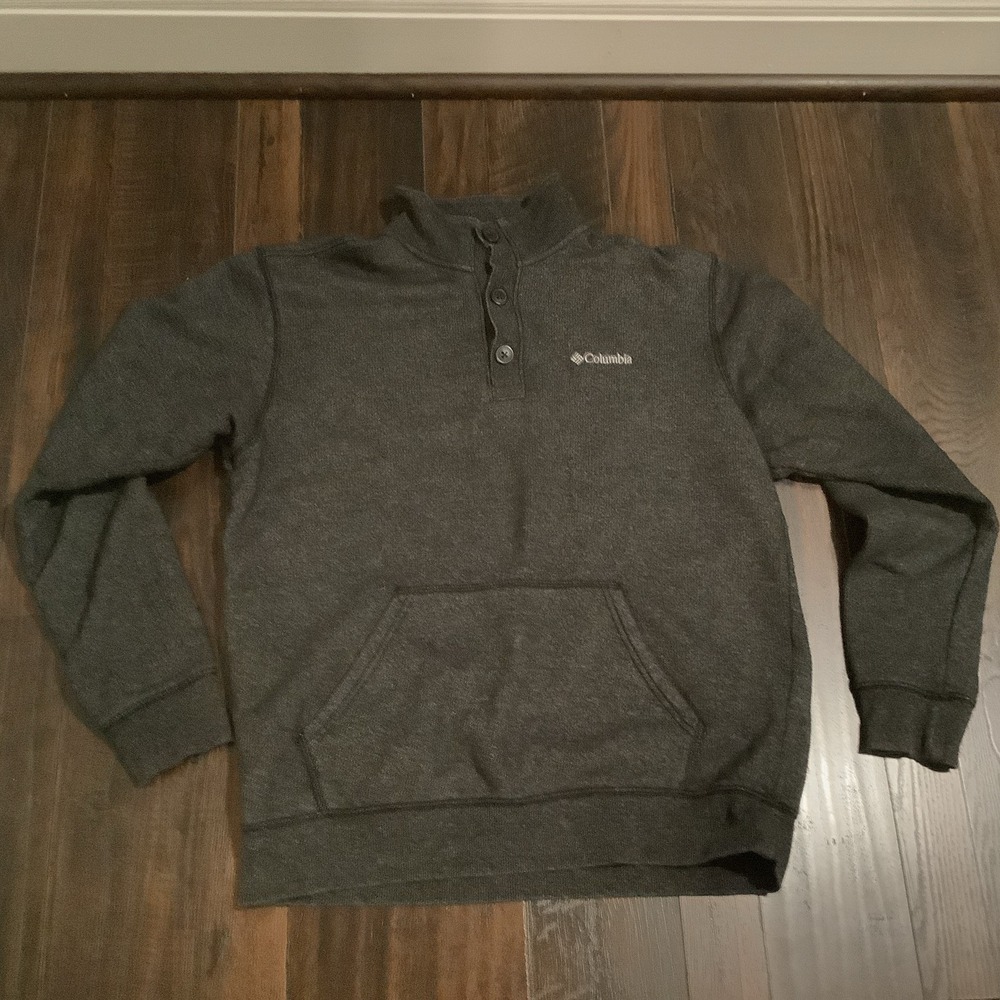 COLUMBIA Sportswear Fleece Pullover Gray Button Sweater Size M